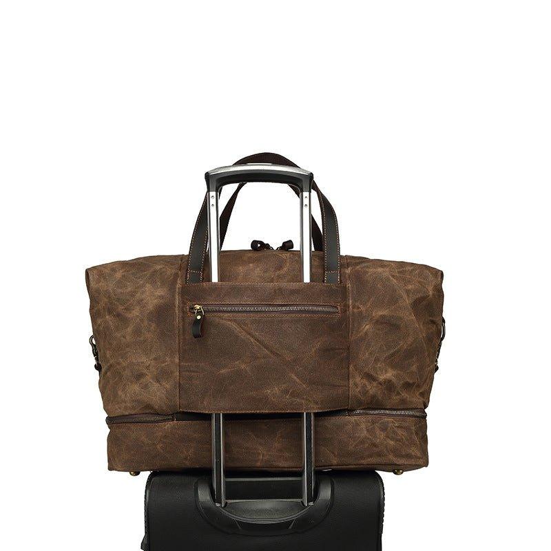 Waxed Canvas Duffle Bag with Shoe Compartment Woosir