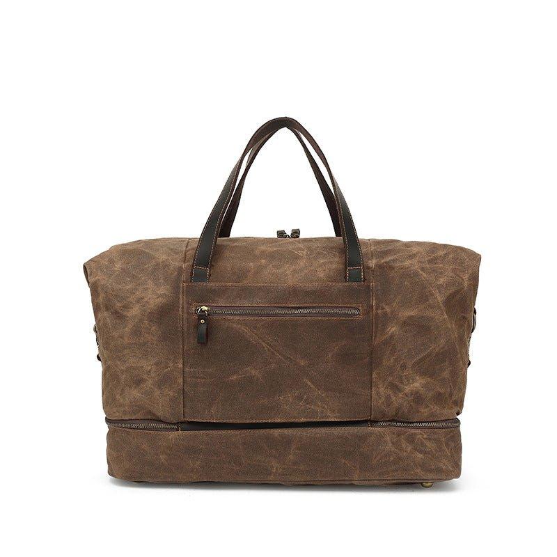 Waxed Canvas Duffle Bag with Shoe Compartment Woosir