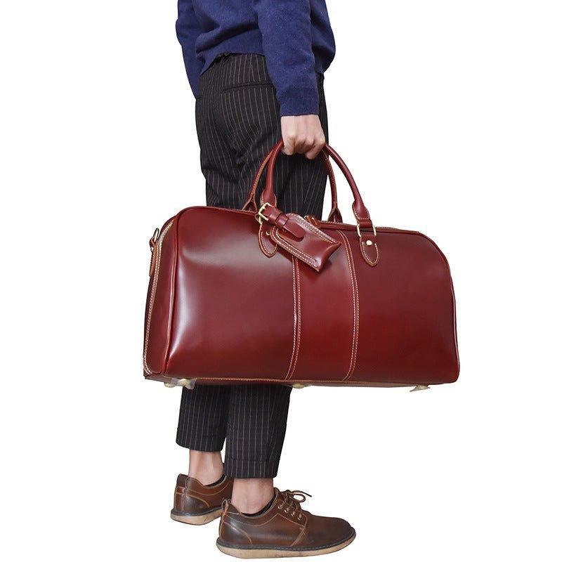 Mens Vintage Leather Large Duffle Bag Multi-Color - Woosir