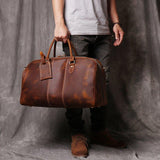 Mens Vintage Leather Large Duffle Bag Multi-Color - Woosir
