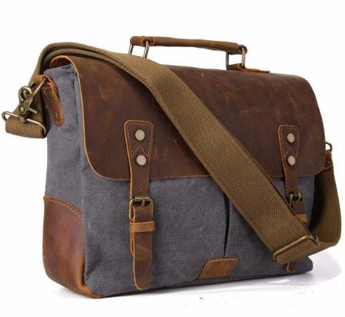 Messenger Bag Satchel Vintage Canvas Leather - Woosir