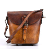 Woosir Vintage Leather Mini Bucket Crossbody Bag for Women - Woosir