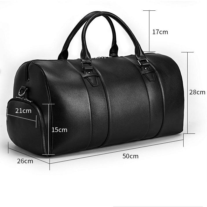 black travel bag men's Woosir Modern Man Travel Bag Leather Black