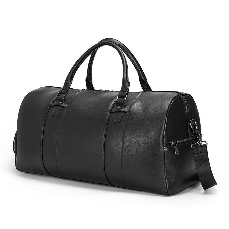 black travel bags for men Woosir Modern Man Travel Bag Leather Black