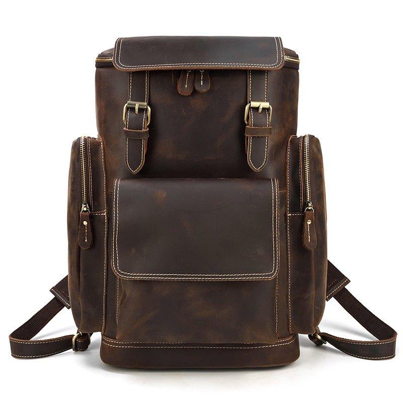 Large Leather Backpack Vintage - Woosir