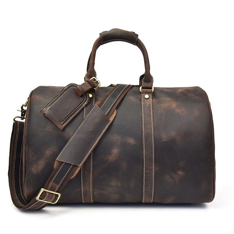 18 inch travel duffel bag Real Leather Duffel Bags For Men 18 Inch, Dark Brown