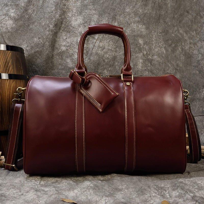 Embossed Full Grain Leather Duffle Bag for Men - Woosir