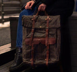 Canvas Vintage Backpack Roll Top - Woosir