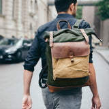 Rolltop Canvas Backpacks - Woosir