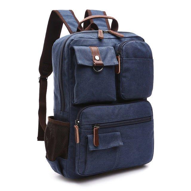School Backpack Vintage Canvas Laptop Backpacks, Blue School Backpack Vintage Canvas Laptop Backpacks, Blue