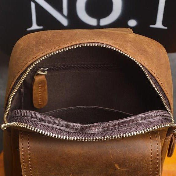 Small Mens Sling Bag in Leather - Woosir