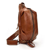 Mens Shoulder Sling Backpack Genuine Leather - Woosir