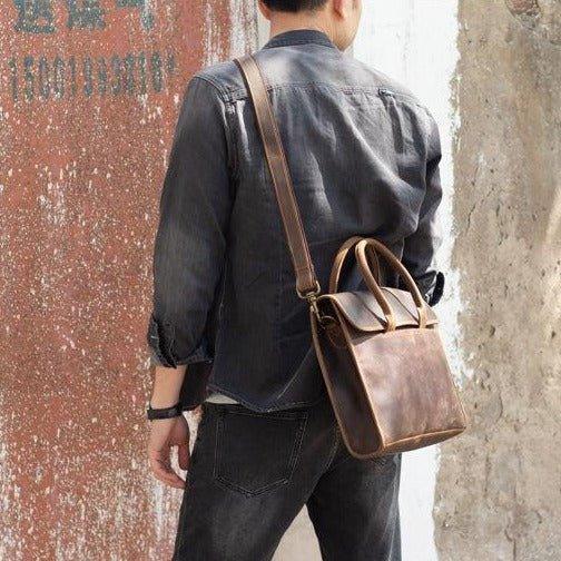 Woosir Slim Leather Laptop Bag for Men - Woosir