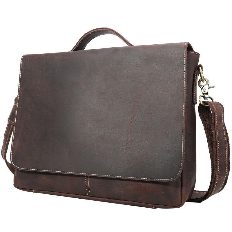 Woosir Slim Leather Laptop Briefcase 15 inch - Woosir