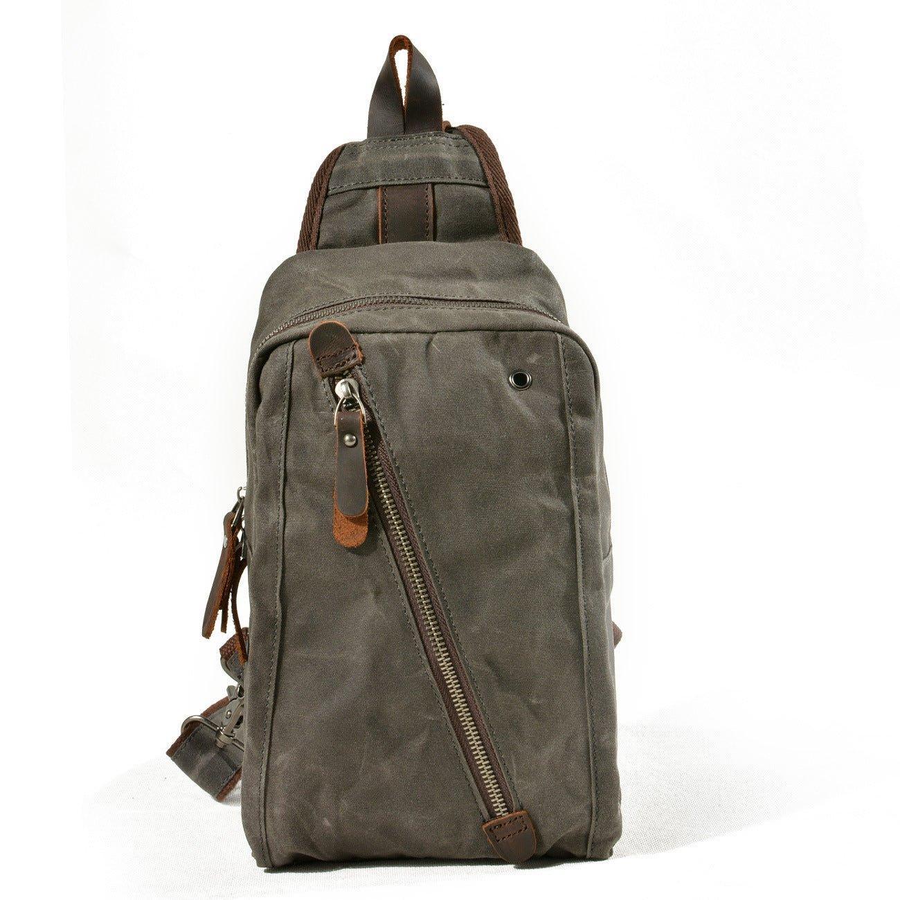 canvas leather bags over shoulder backpack Concealed Carry Indie Sling by DS Conceal Gray Canvas Brass Hardware Shoulder Strap The Summiter - Canvas Laptop