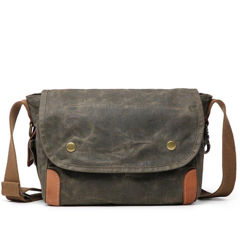 Waxed Canvas Day Bag / Small Messenger Bag/ Kangaroo Bag With 