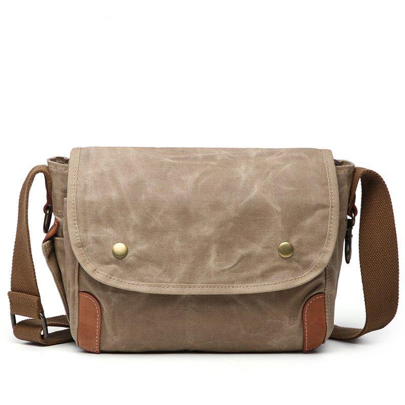 Waxed Canvas Day Bag / Small Messenger Bag / Musette / Handle 