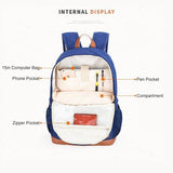 Stylish Canvas Camera Backpack for Women Blue - Woosir