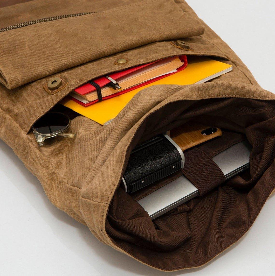 Sac à Dos Style Vintage Sac à Dos Vintage RERI Toile Et Cuir