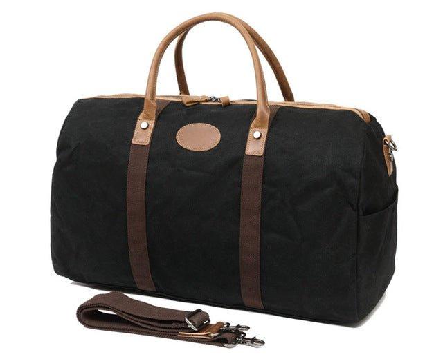 men's canvas travel bag Mens Waxed Canvas Travel Duffle Bag Carry-on Size, Black