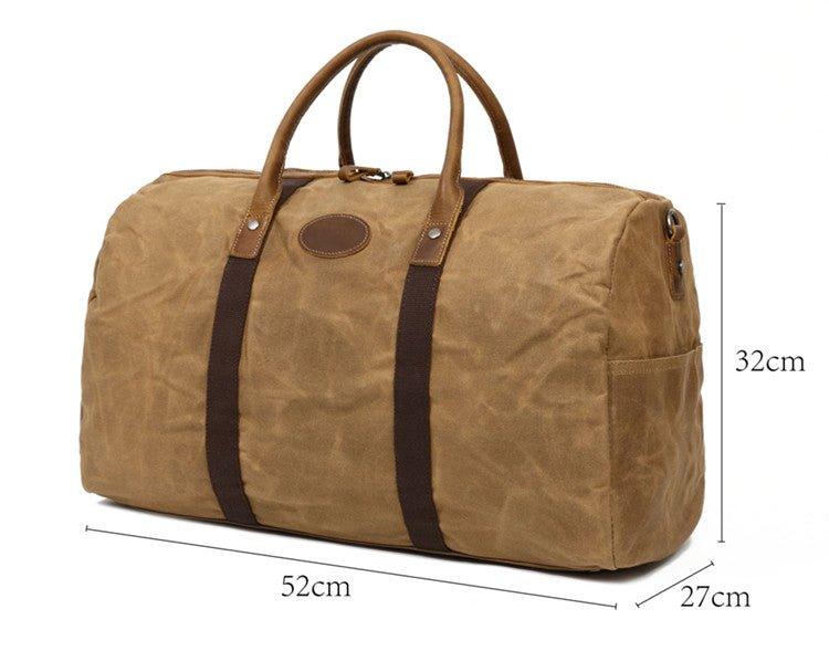 Mens Waxed Canvas Travel Duffle Bag Carry-on Size, Black Mens Waxed Canvas Travel Duffle Bag Carry-on Size, Black