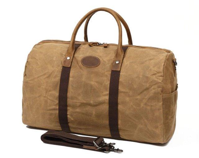 men's canvas travel duffle bag Mens Waxed Canvas Travel Duffle Bag Carry-on Size, Khaki
