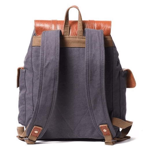 Vintage Backpack Leather Canvas - Woosir