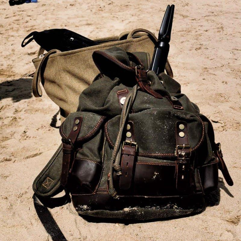 Vintage Waxed Canvas Backpack Waterproof for Men - Woosir