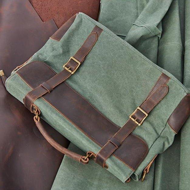 Vintage Canvas Genuine Leather Messenger Bag - Woosir