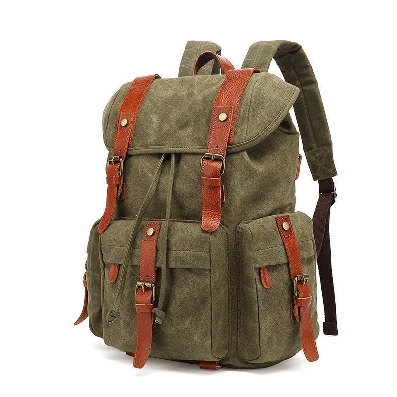 army green canvas travel rucksack backpack Vintage Wax Canvas Rucksack Backpack, Army Green