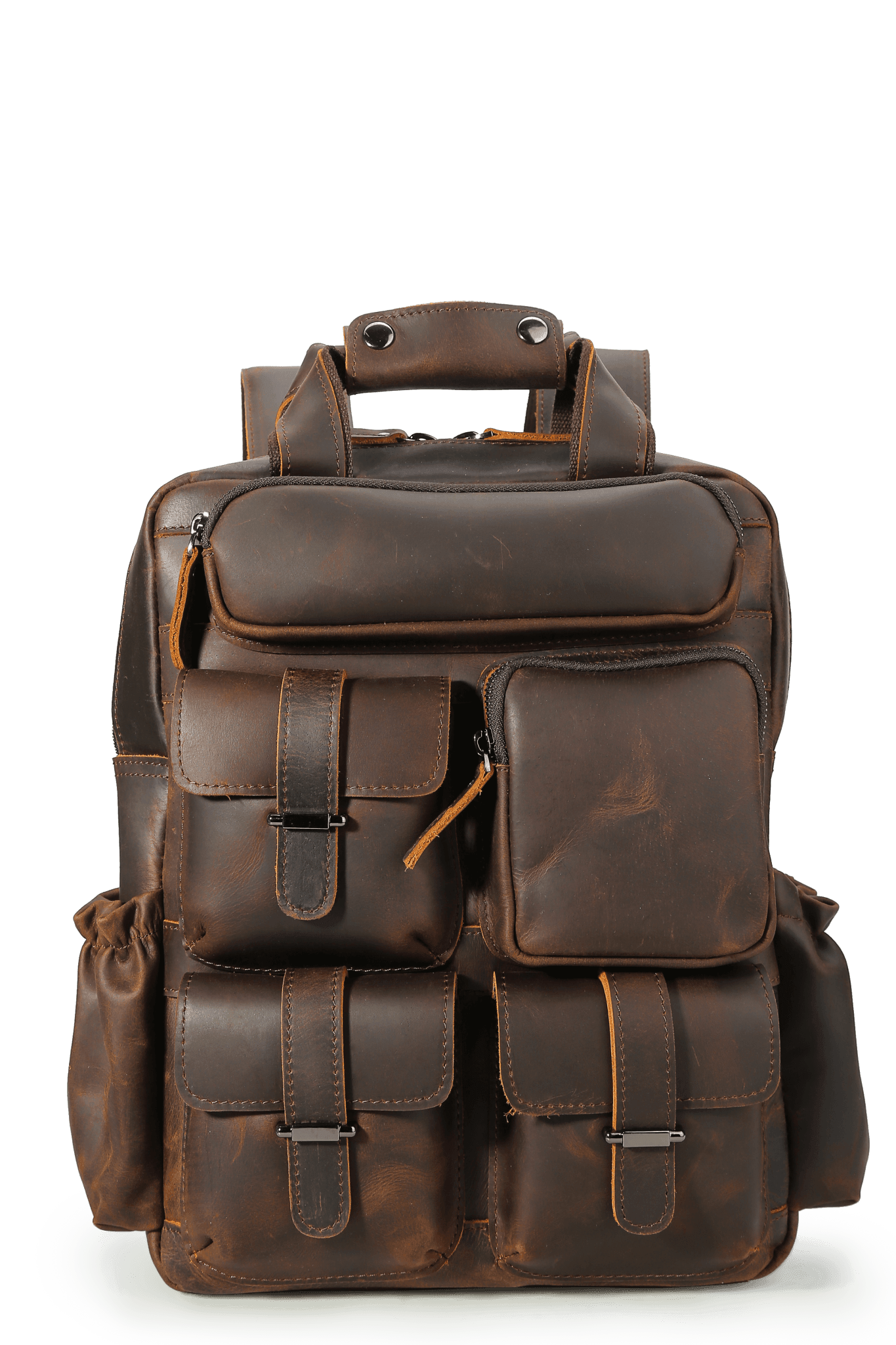 Vintage Crazy Horse Leather Backpack for 17 Inch Laptop Woosir