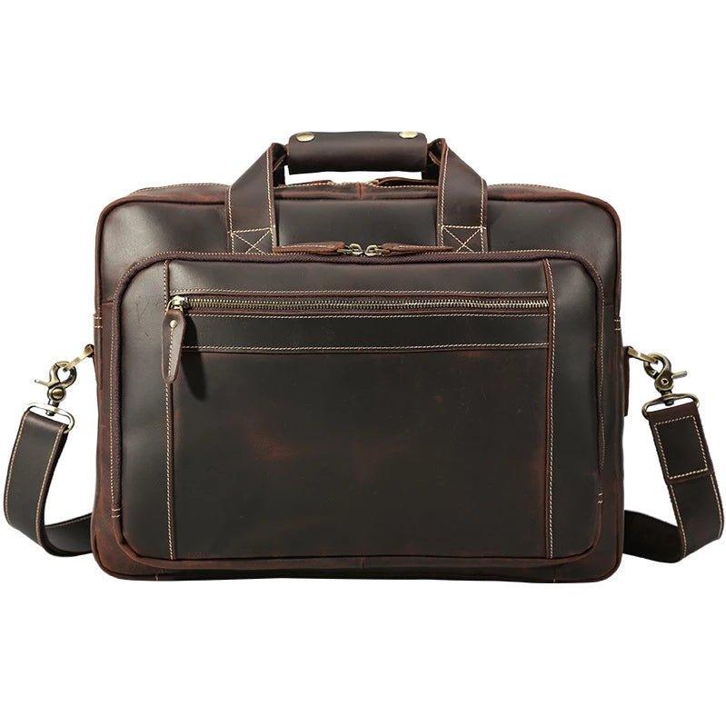 Woosir Vintage Distressed Leather Briefcase for Laptop - Woosir