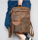 Woosir Vintage Genuine Leather Backpack Fit 14" Laptop - Woosir