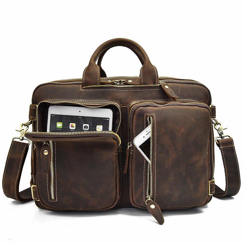Woosir Vintage Genuine Leather Briefcase Backpack 14