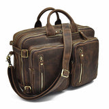 Woosir Vintage Genuine Leather Briefcase Backpack 14" - Woosir