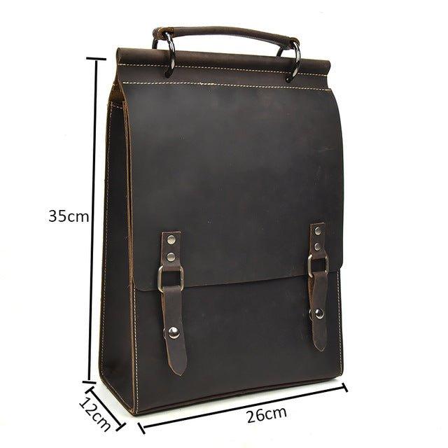 Woosir Vintage Leather College Backpacks Women Men, Dark Brown