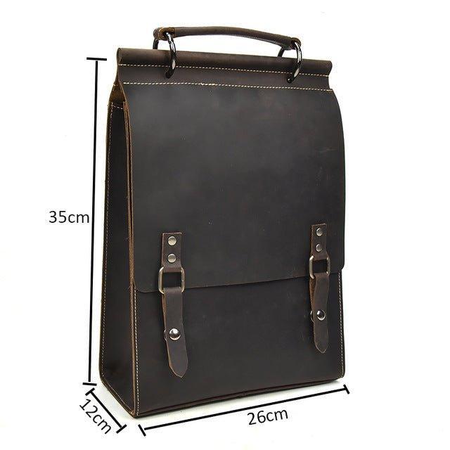 Woosir Vintage Leather College Backpacks Women Men, Dark Brown