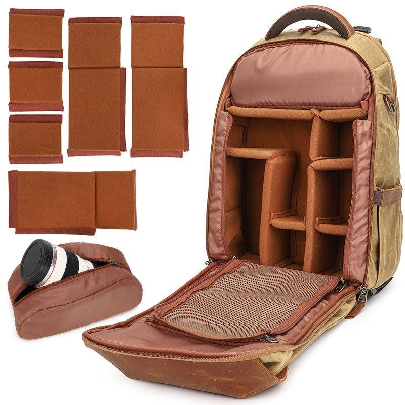 Woosir Vintage Hiking Camera Backpack with Laptop Sleeve, Yellow