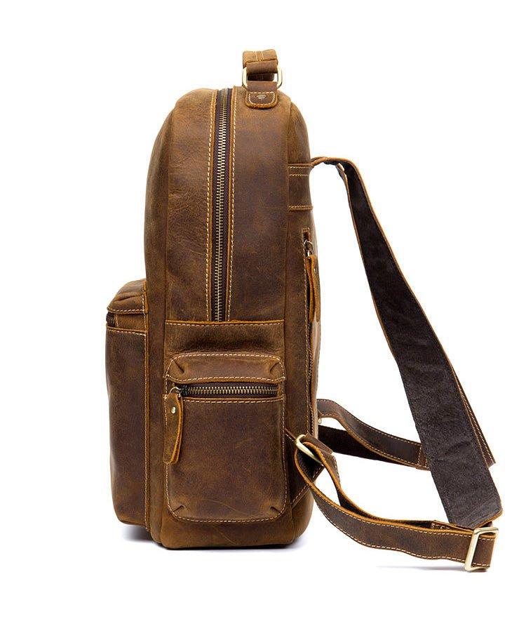 Vintage Genuine Leather Backpack Mens - Woosir