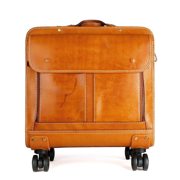 Leather luggage bags with wheels online