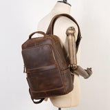 Vintage Leather Backpack Laptop for Travel - Woosir