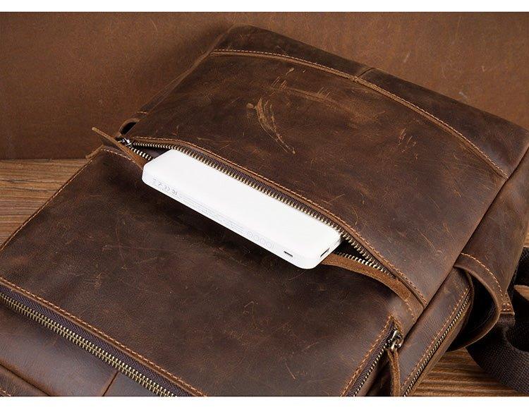 distressed leather computer backpack The It feels very old school Handmade Leather Messenger Laptop Computer