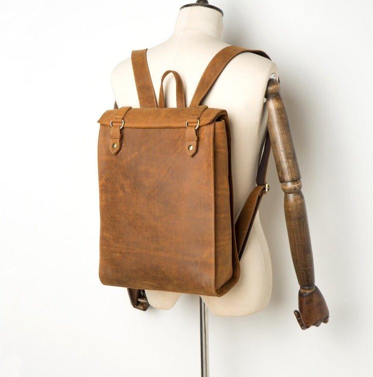 Mens Leather Backpack for Laptop - Woosir