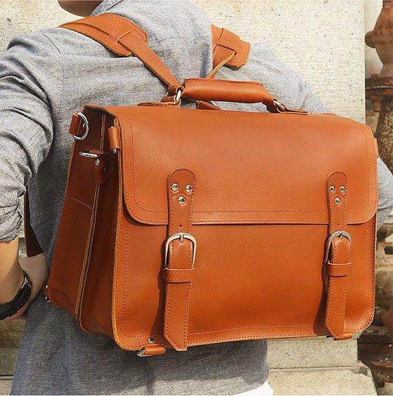 briefcase backpack leather Brown by Capra this is the one youll want to reach for Agatha Vegan Leather laptop backpack