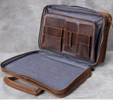 Woosir Vintage Leather Briefcase Fit 16" 17" Laptop - Woosir