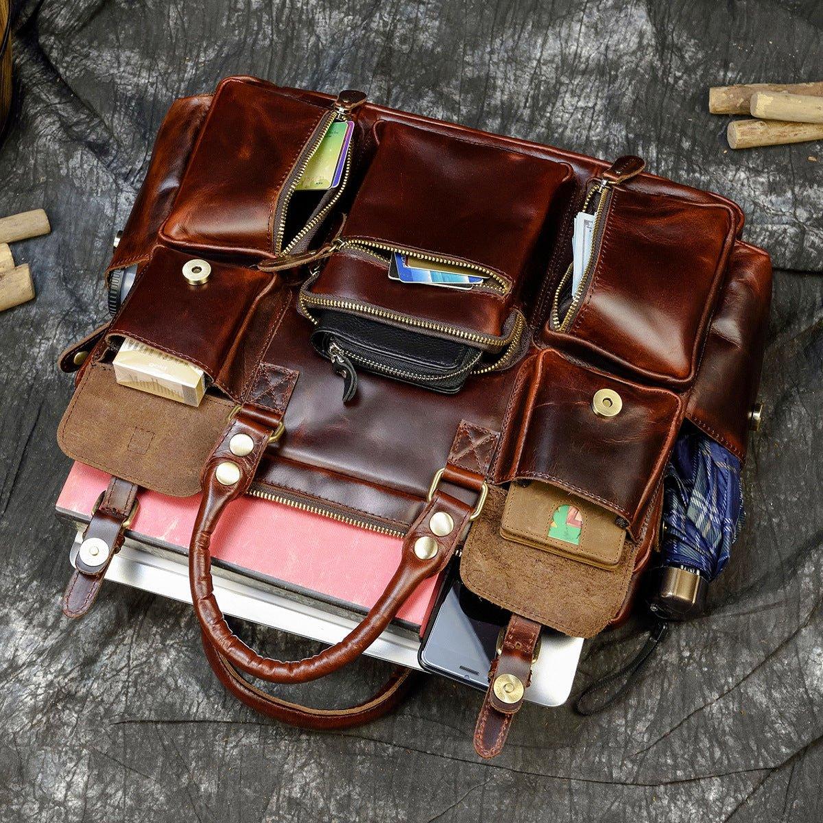 Woosir Vintage Leather Briefcase for Men - Woosir