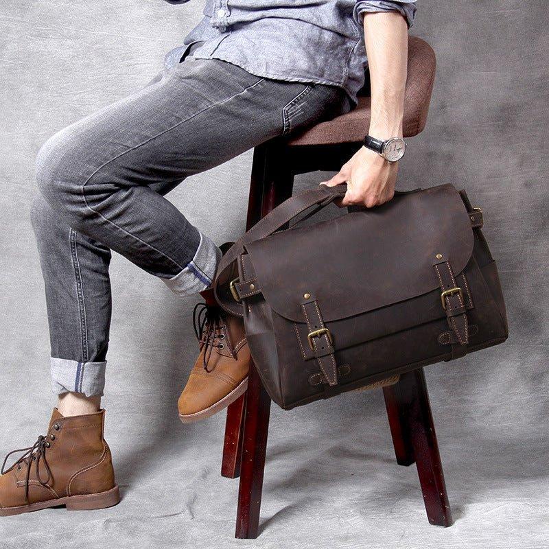Woosir Vintage Leather Briefcase Laptop Bag - Woosir