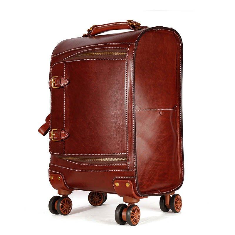 Woosir Vintage Leather Suitcase 20 Inch Travel Luggage - Woosir