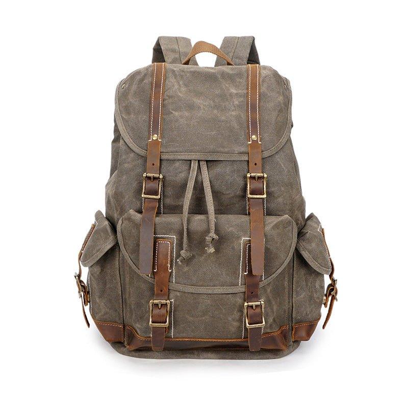 Vintage Wax Canvas Backpack Mens Travel - Woosir