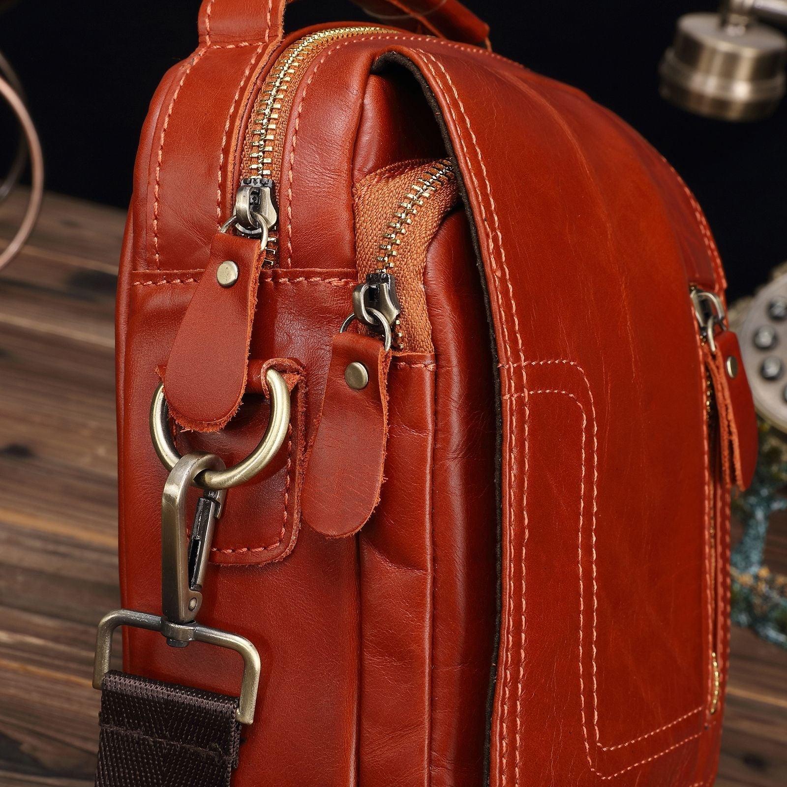 Cool Leather Mens 8'' Red Brown Small Side Bag Small Messenger Bag Sho –  iwalletsmen